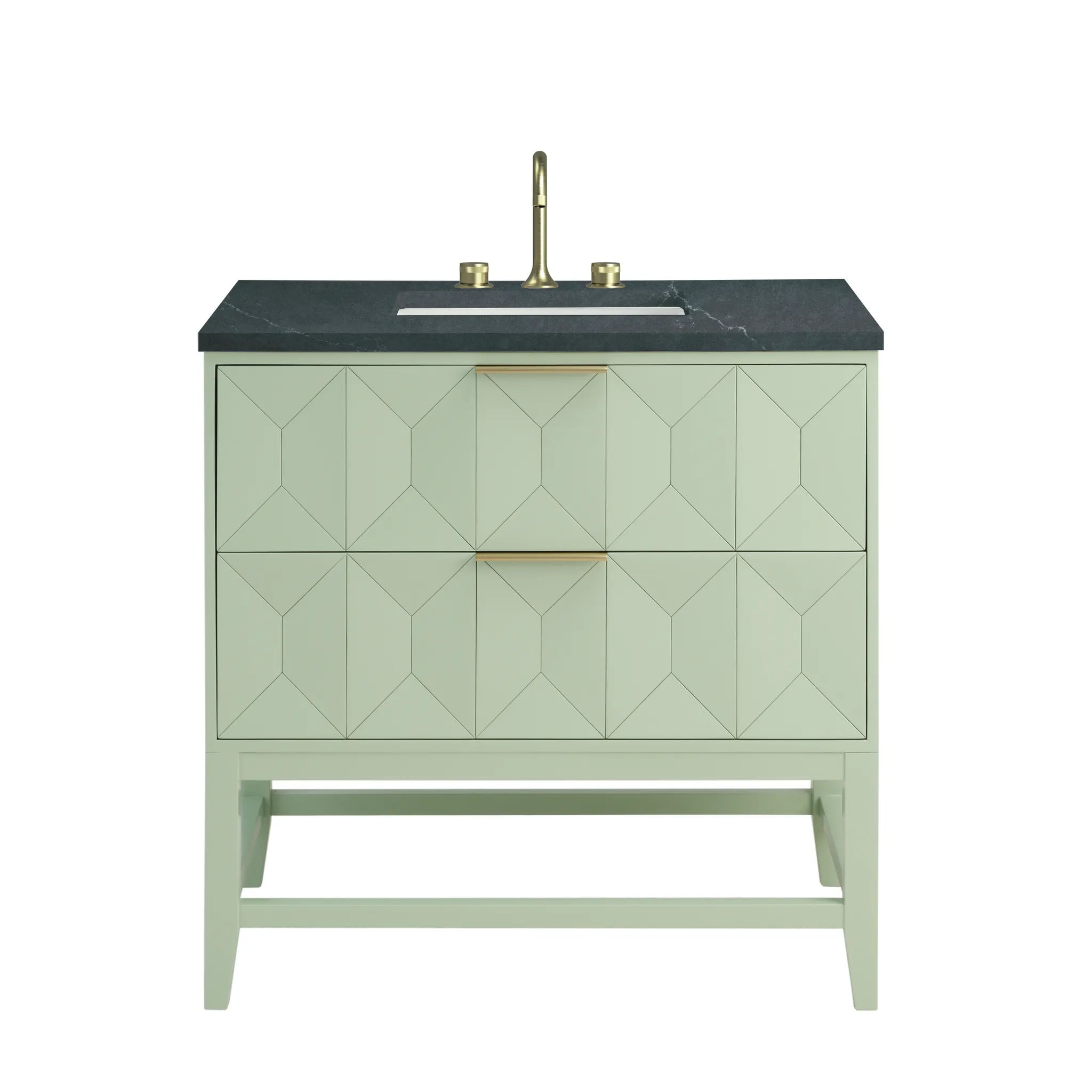 36" Emmeline Single Vanity in Pistachio-Charcoal Soapstone Silestone-8" Widespread image