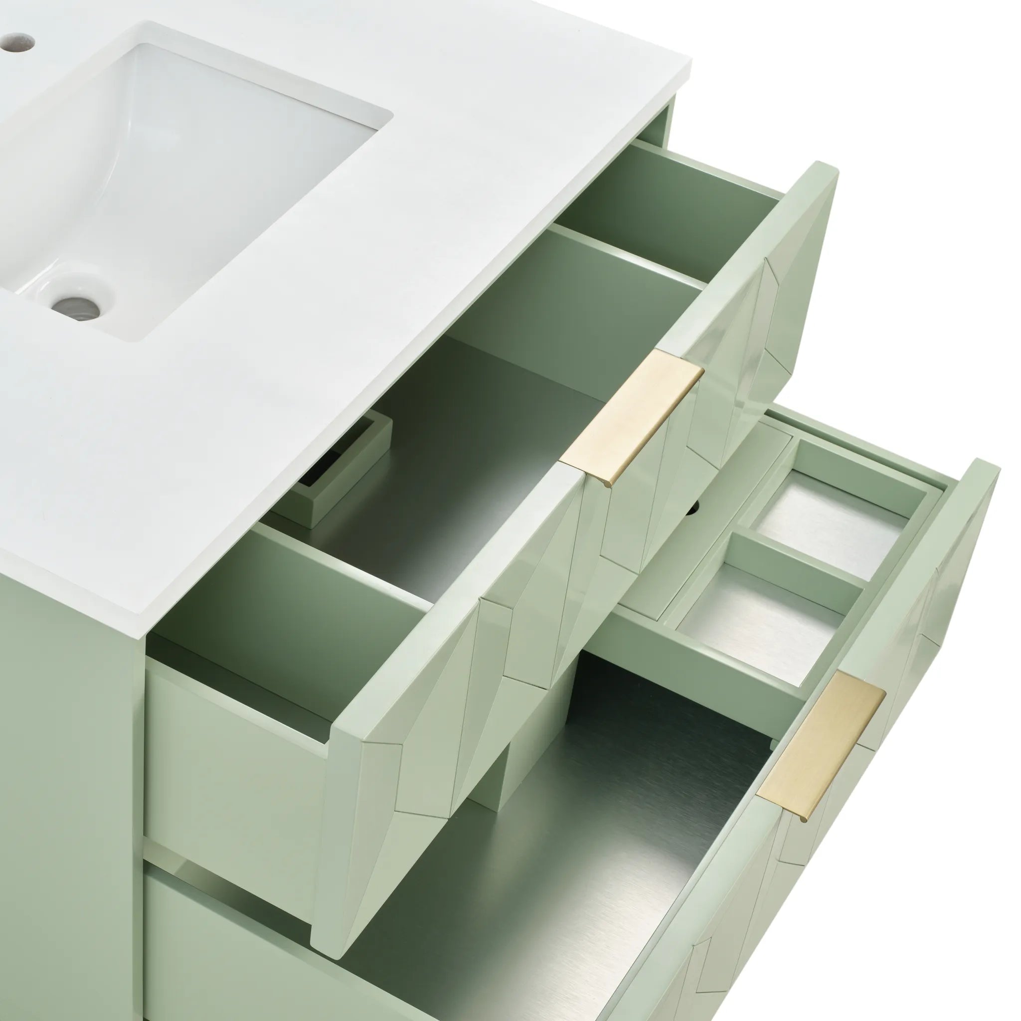 36" Emmeline Single Vanity in Pistachio-Ethereal Noctis Silestone-8" Widespread image 13