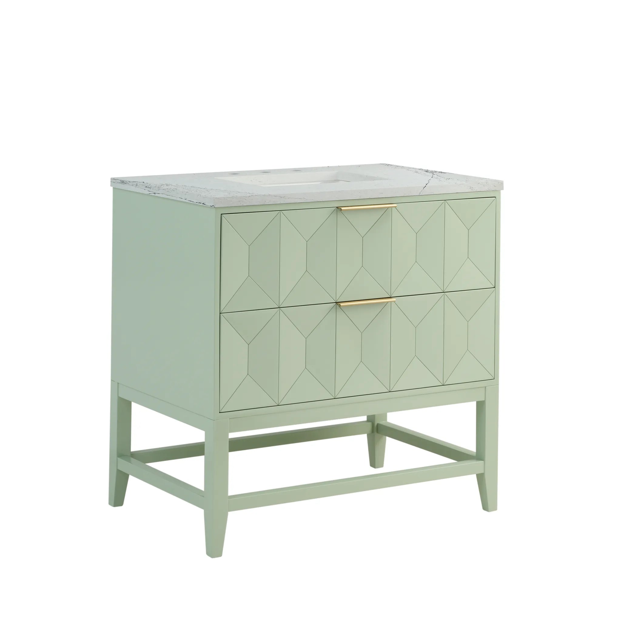 36" Emmeline Single Vanity in Pistachio-Ethereal Noctis Silestone-8" Widespread image 9