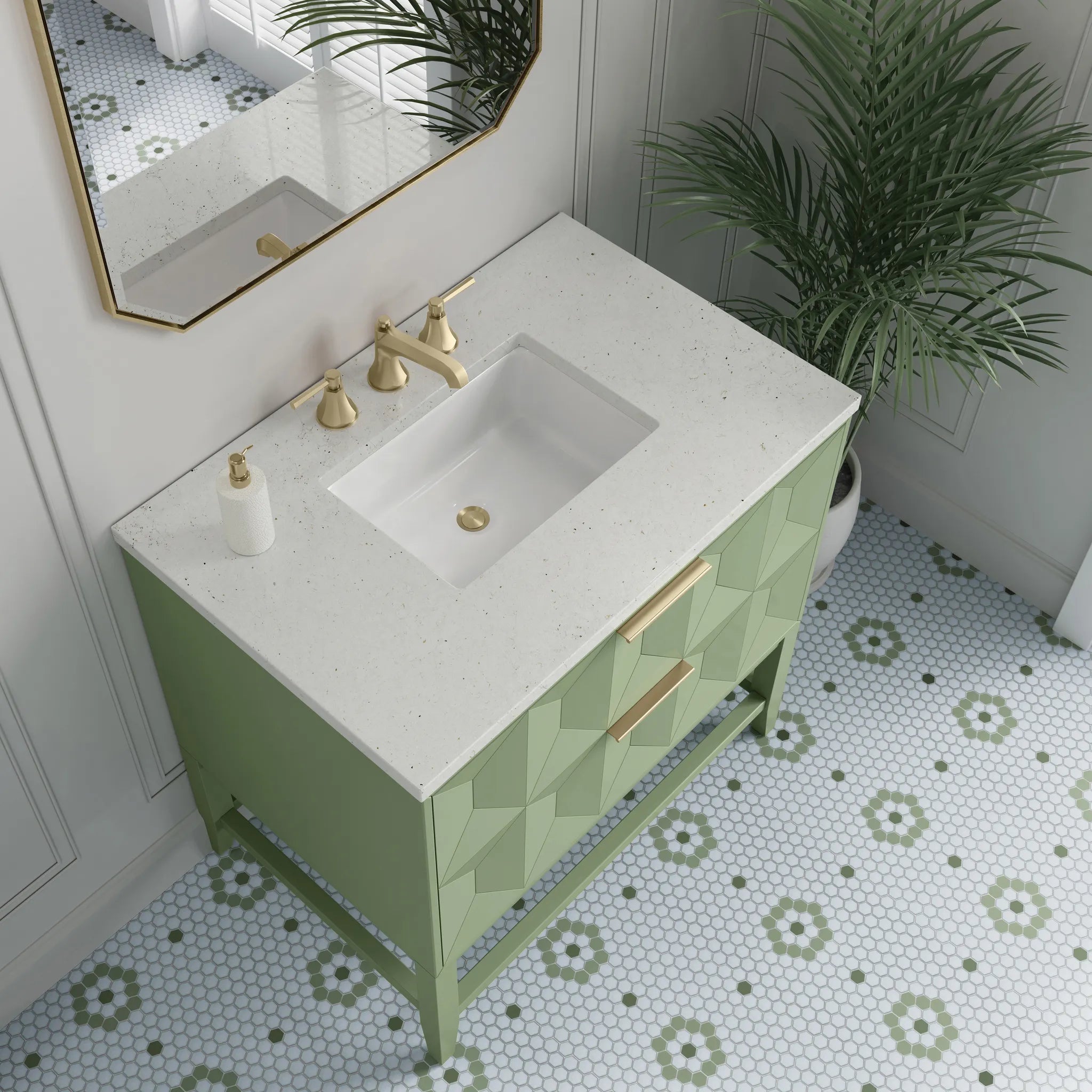 36" Emmeline Single Vanity in Pistachio-Lime Delight Silestone-8" Widespread image 6