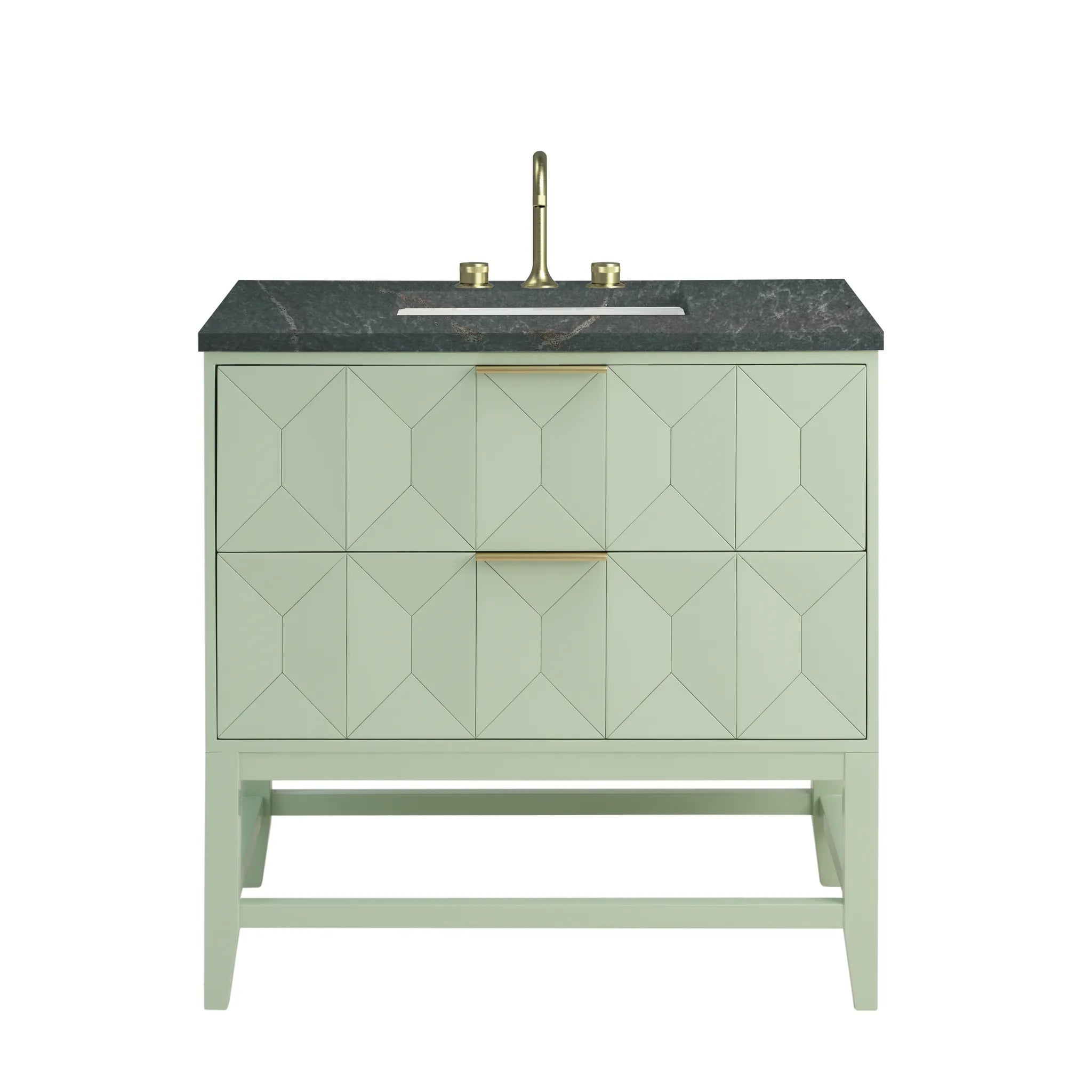 36" Emmeline Single Vanity in Pistachio-Parisien Bleu Silestone-8" Widespread image