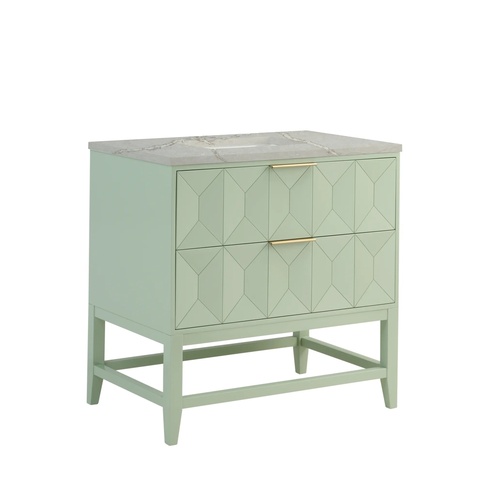 36" Emmeline Single Vanity in Pistachio-Victorian Silver Silestone-8" Widespread image 9