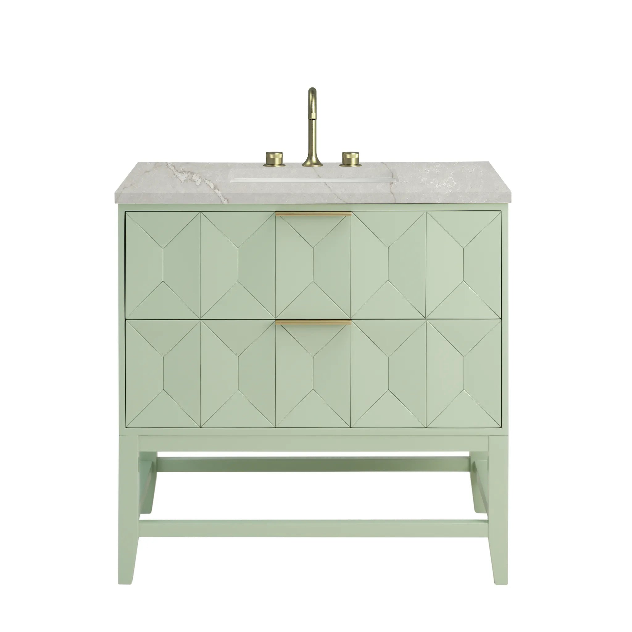 36" Emmeline Single Vanity in Pistachio-Victorian Silver Silestone-8" Widespread image