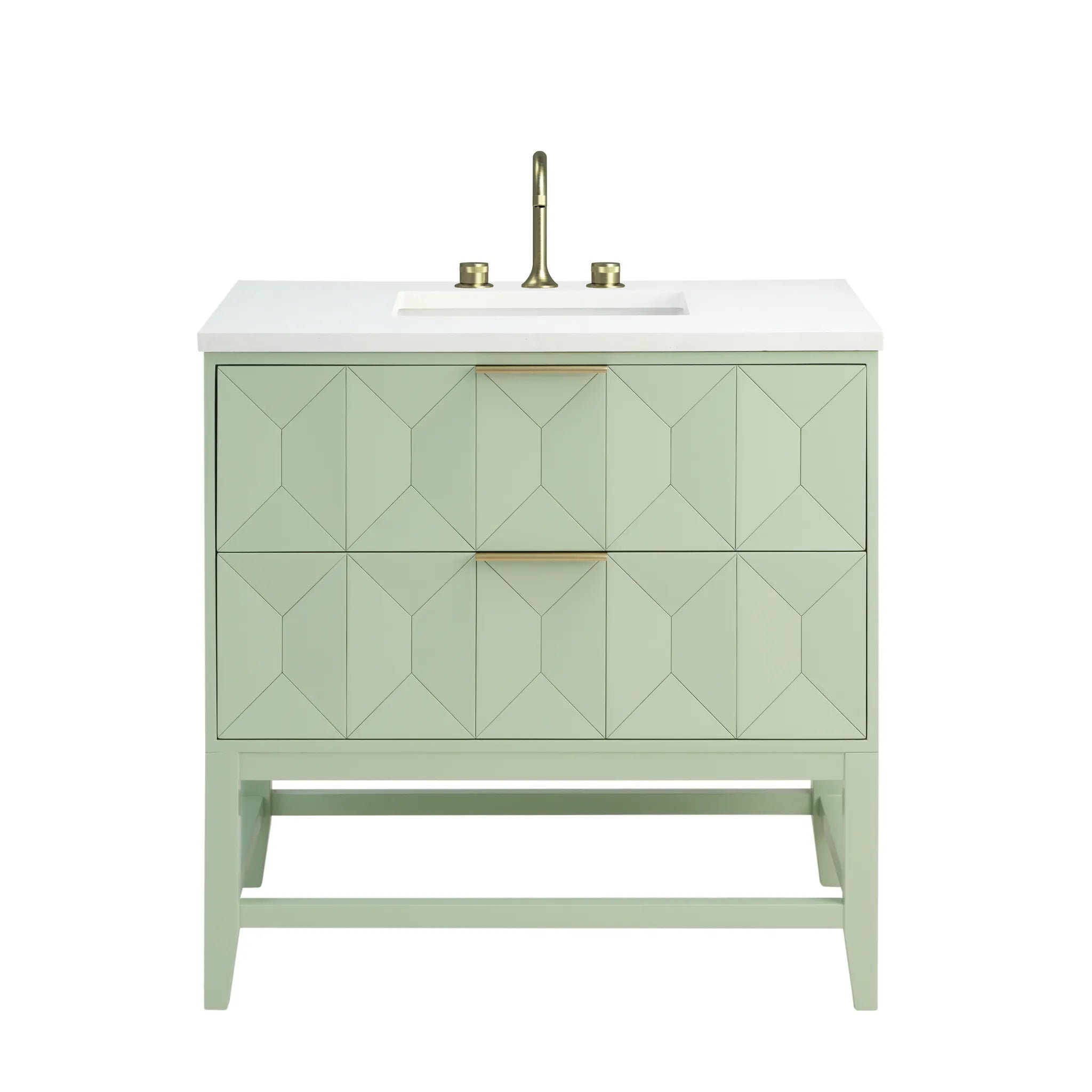 36" Emmeline Single Vanity in Pistachio-White Zeus Silestone-8" Widespread image