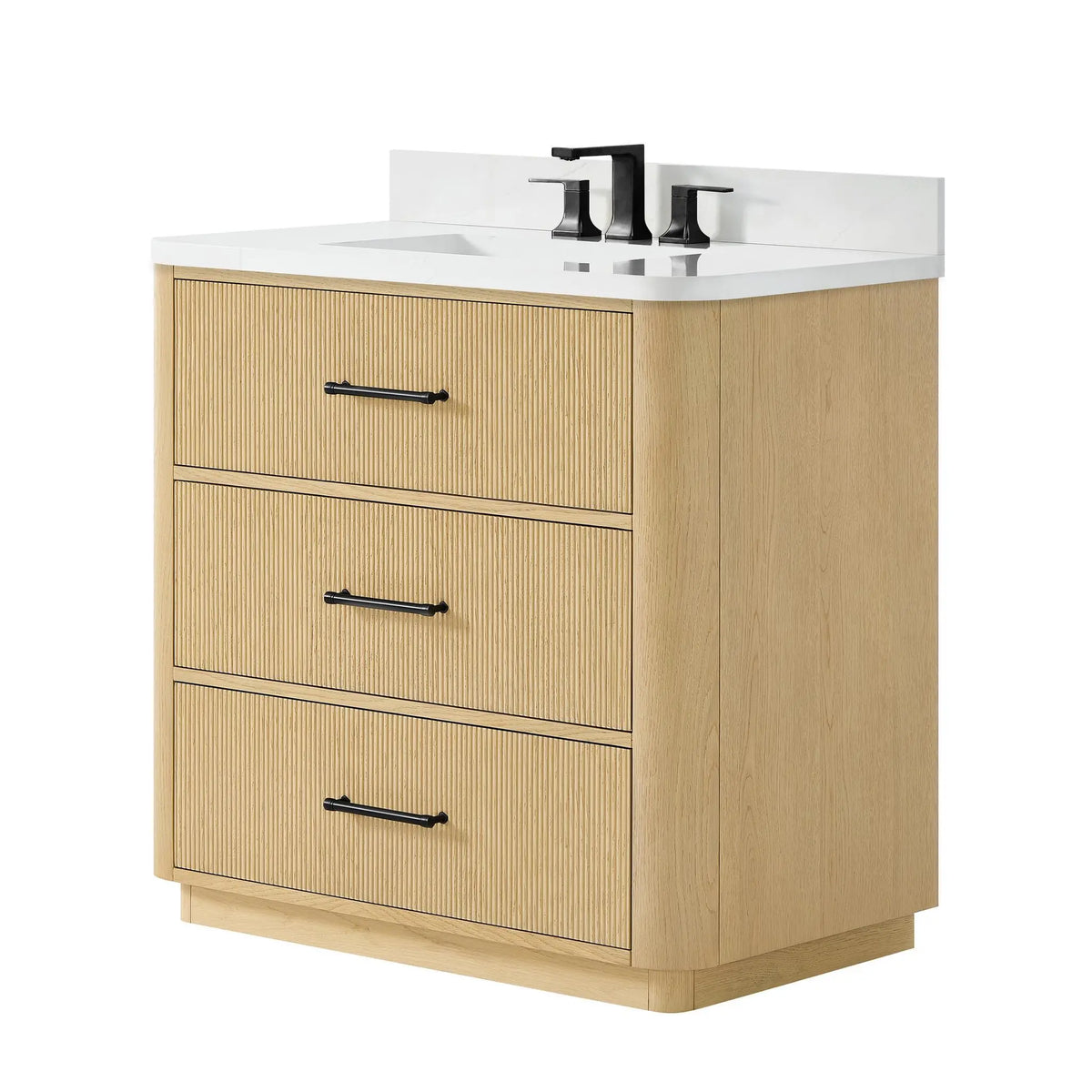 36" Francesca Single Bathroom Vanity Scandinavian Oak Matte Black Trim by wyndham View 10