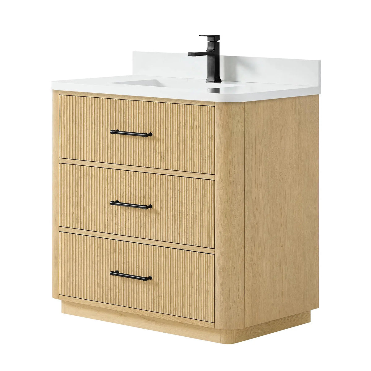 36" Francesca Single Bathroom Vanity Scandinavian Oak Matte Black Trim by wyndham View 15