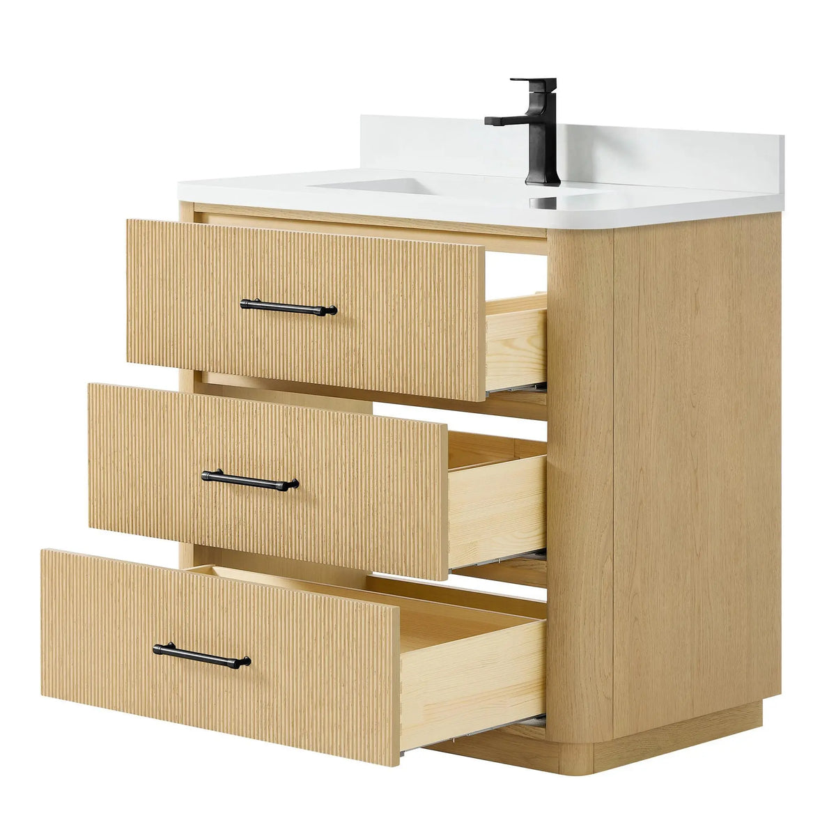 36" Francesca Single Bathroom Vanity Scandinavian Oak Matte Black Trim by wyndham View 13