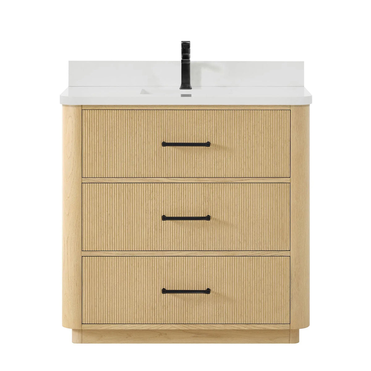 36" Francesca Single Bathroom Vanity Scandinavian Oak Matte Black Trim by wyndham View 11