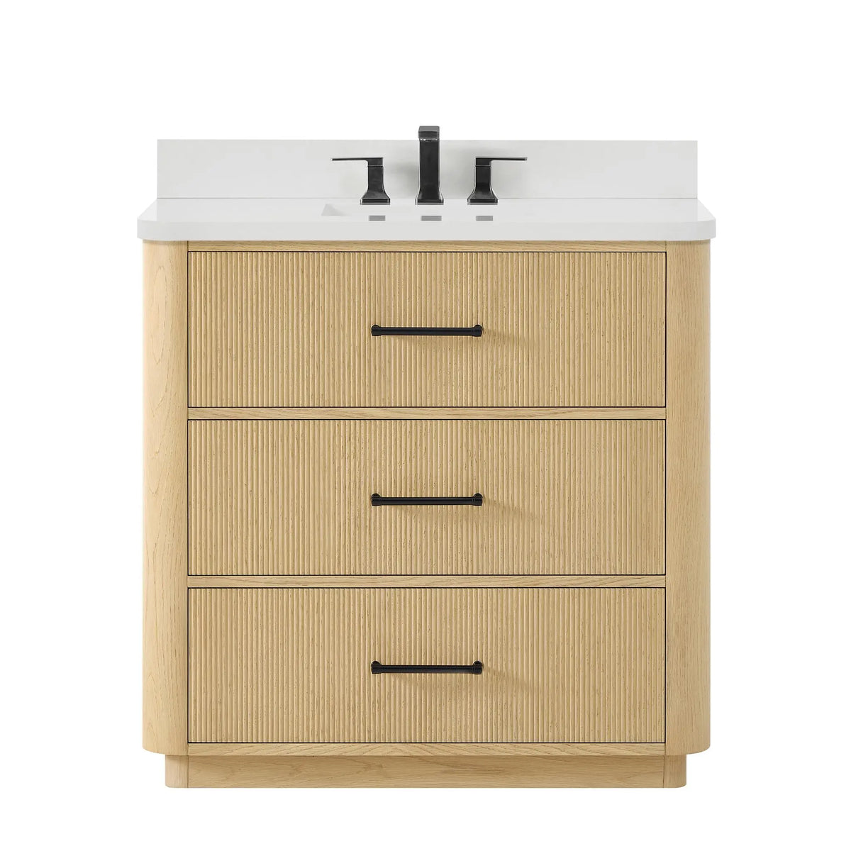 36" Francesca Single Bathroom Vanity Scandinavian Oak Matte Black Trim by wyndham View 16