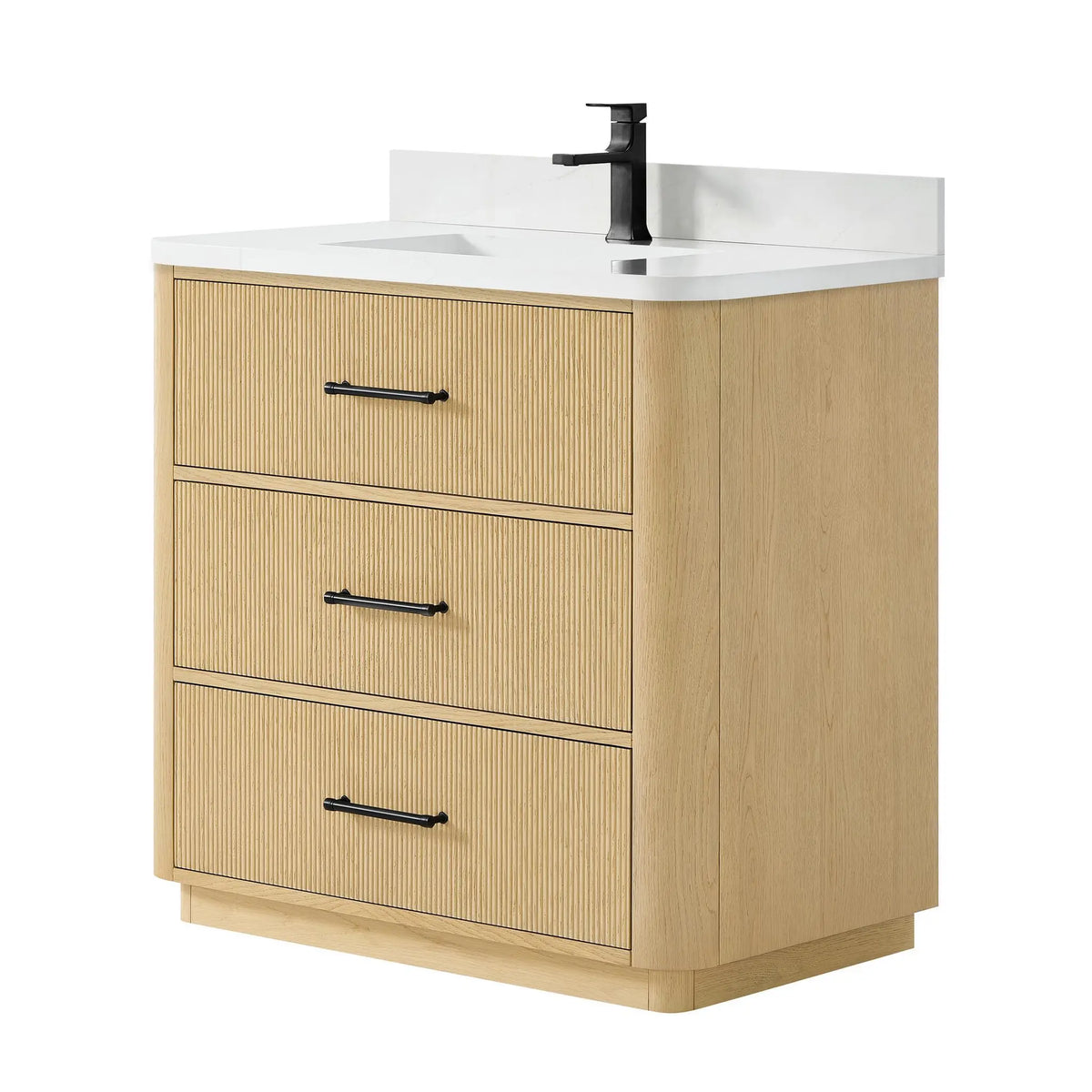 36" Francesca Single Bathroom Vanity Scandinavian Oak Matte Black Trim by wyndham View 5