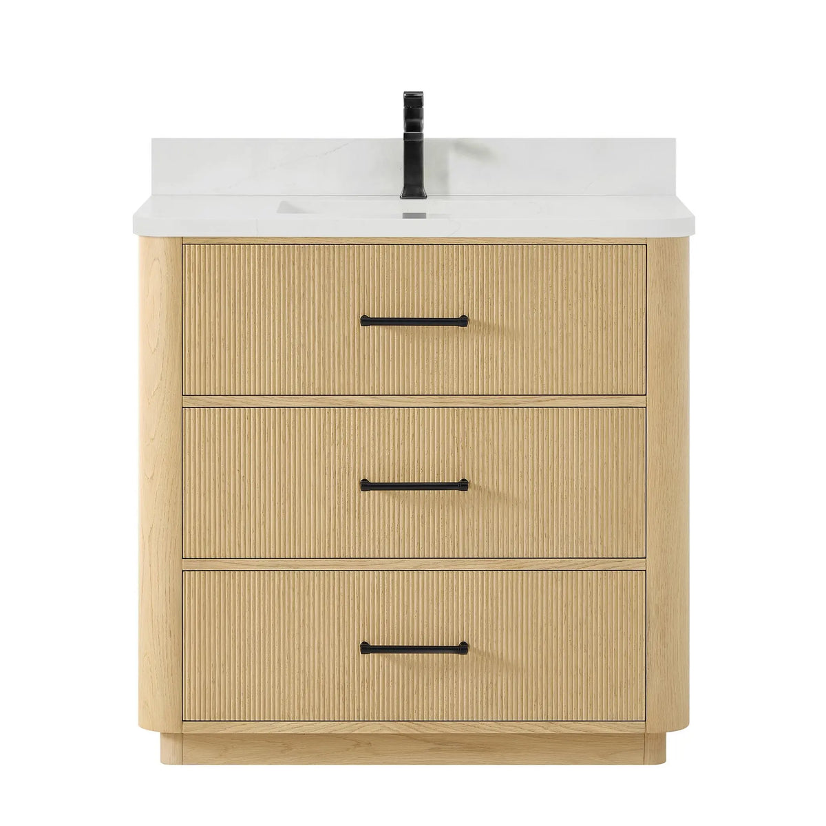 36" Francesca Single Bathroom Vanity Scandinavian Oak Matte Black Trim by wyndham View 1