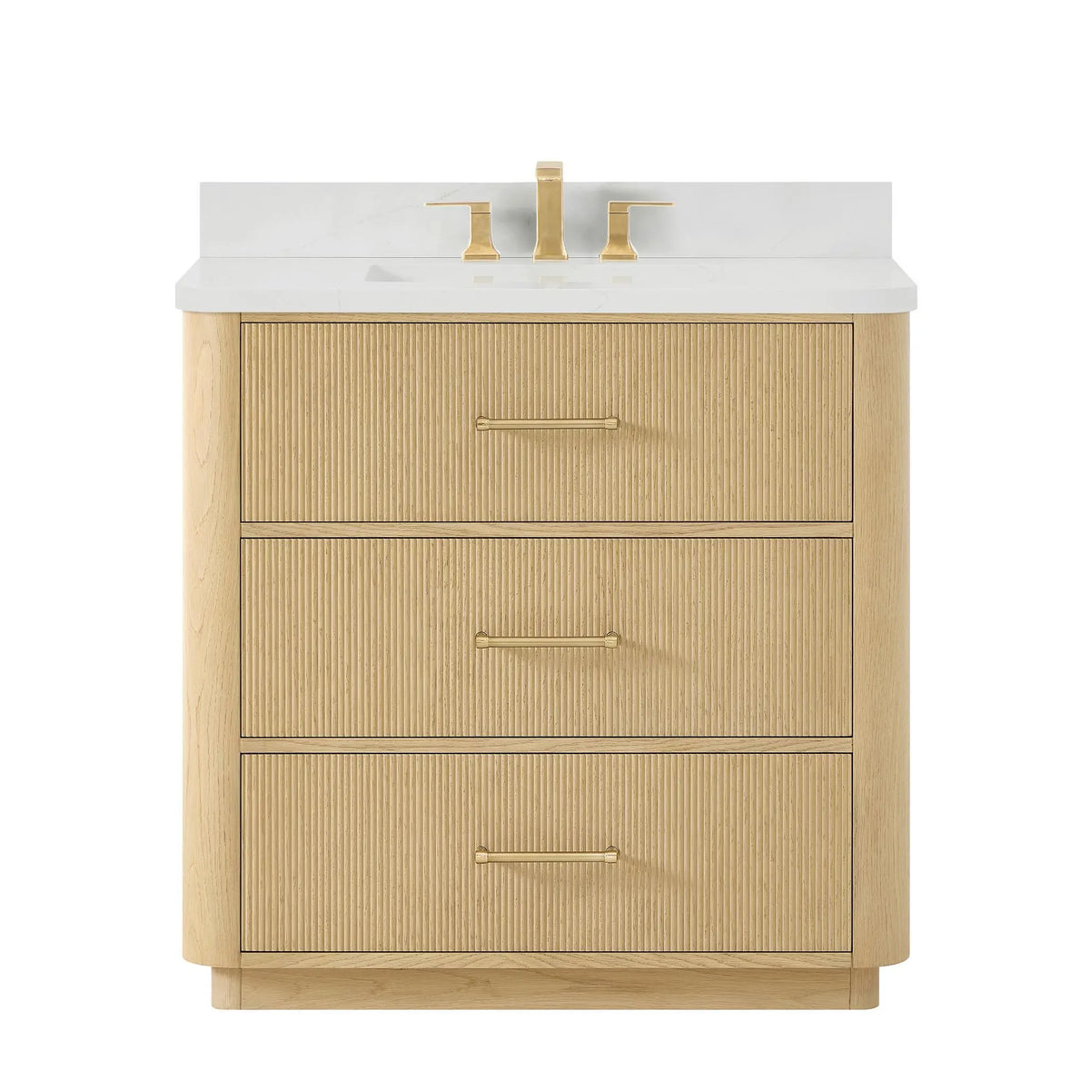 36" Francesca Single Bathroom Vanity Scandinavian Oak Satin Bronze Trim by wyndham View 6