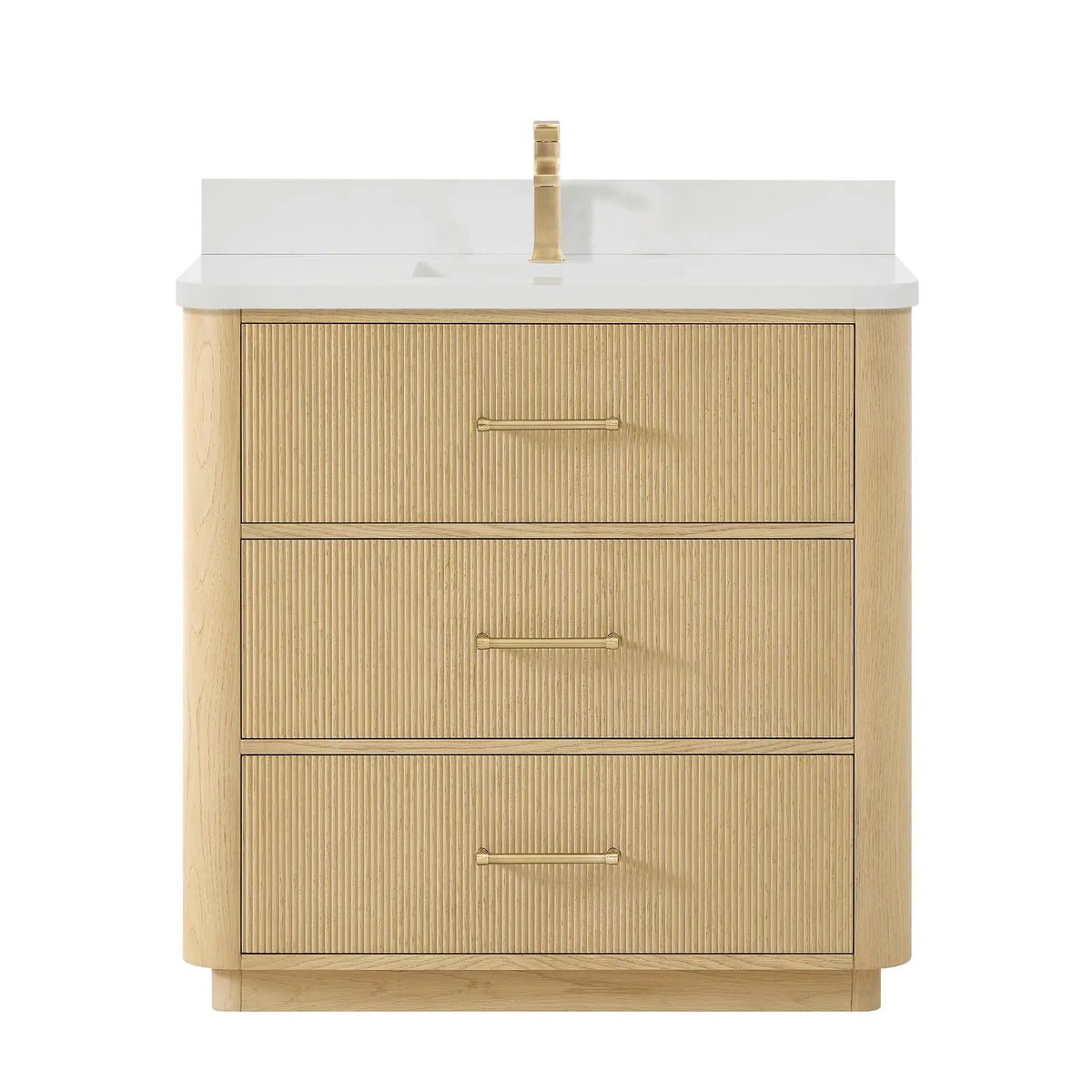36" Francesca Single Bathroom Vanity Scandinavian Oak Satin Bronze Trim by wyndham View 11