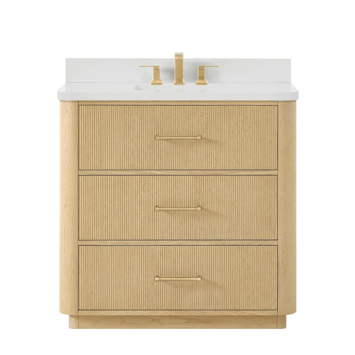36" Francesca Single Bathroom Vanity Scandinavian Oak Satin Bronze Trim by wyndham View 16