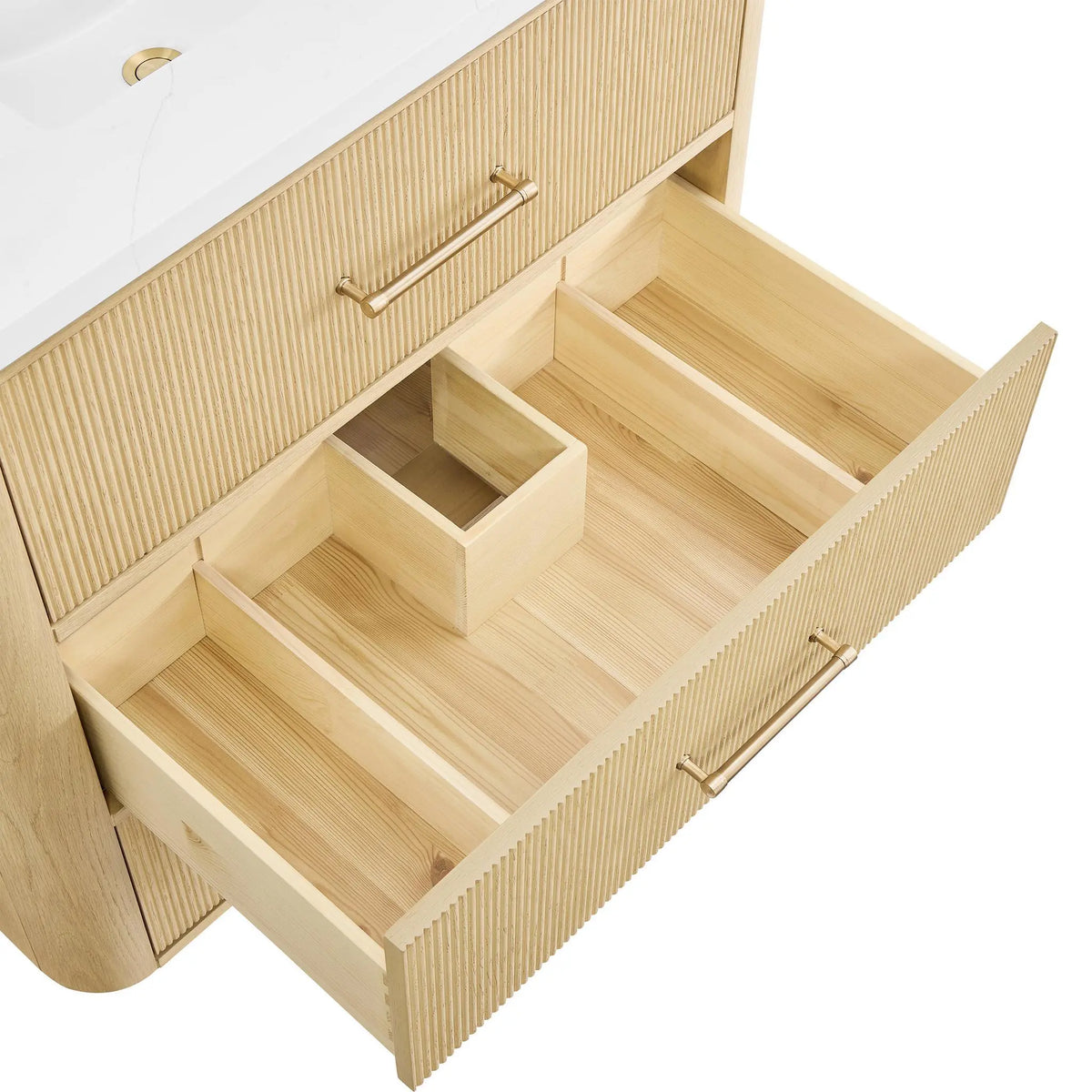 36" Francesca Single Bathroom Vanity Scandinavian Oak Satin Bronze Trim by wyndham View 25
