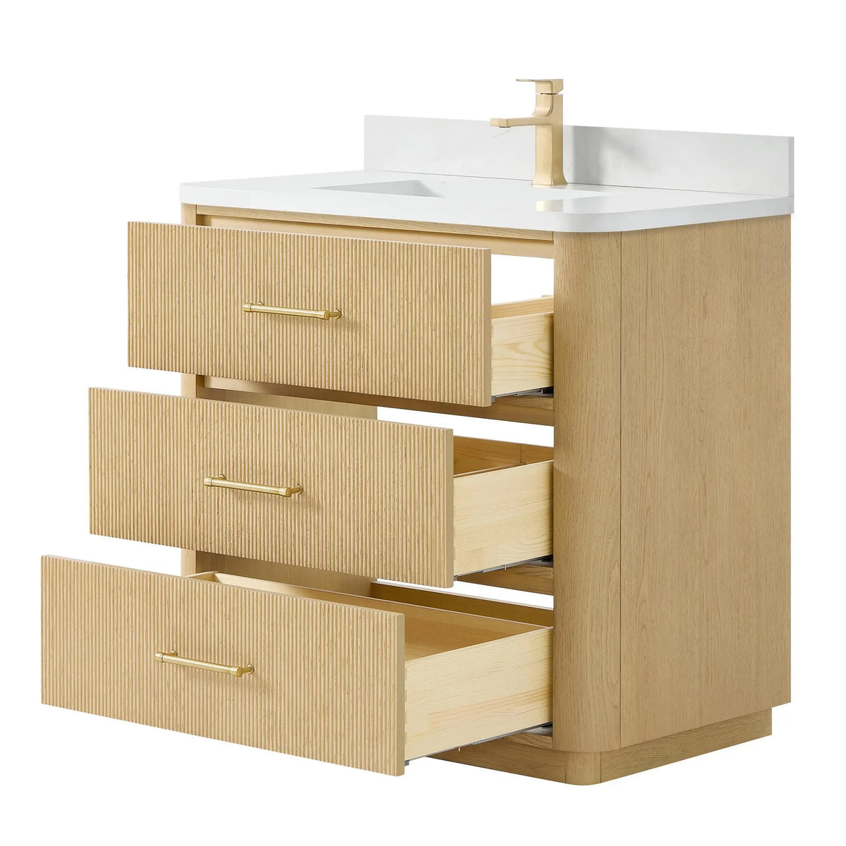 36" Francesca Single Bathroom Vanity Scandinavian Oak Satin Bronze Trim by wyndham View 3