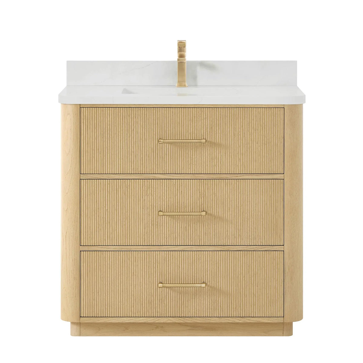 36" Francesca Single Bathroom Vanity Scandinavian Oak Satin Bronze Trim by wyndham View 1