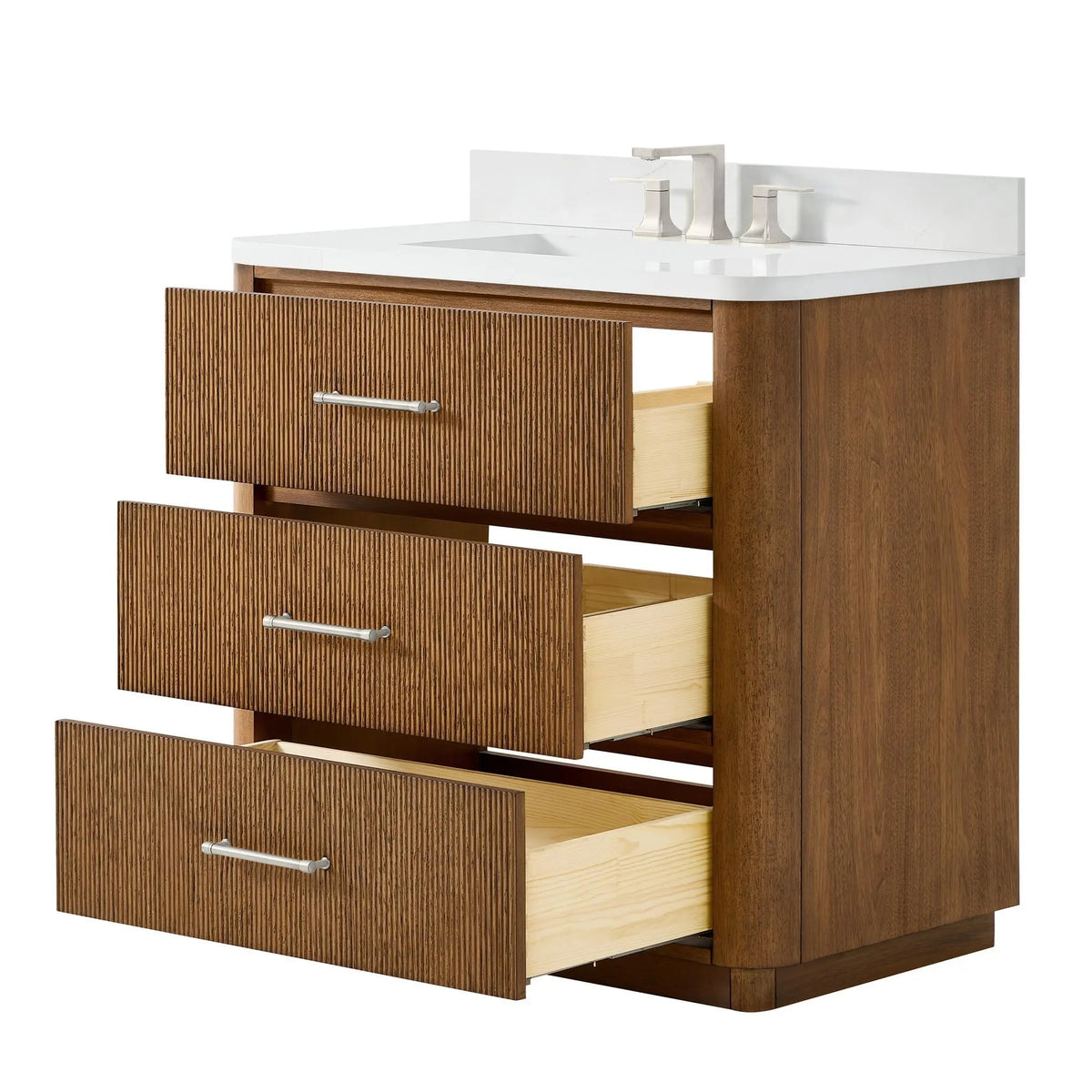 36" Francesca Single Bathroom Vanity Toasted Walnut Brushed Nickel Trim by wyndham View 8