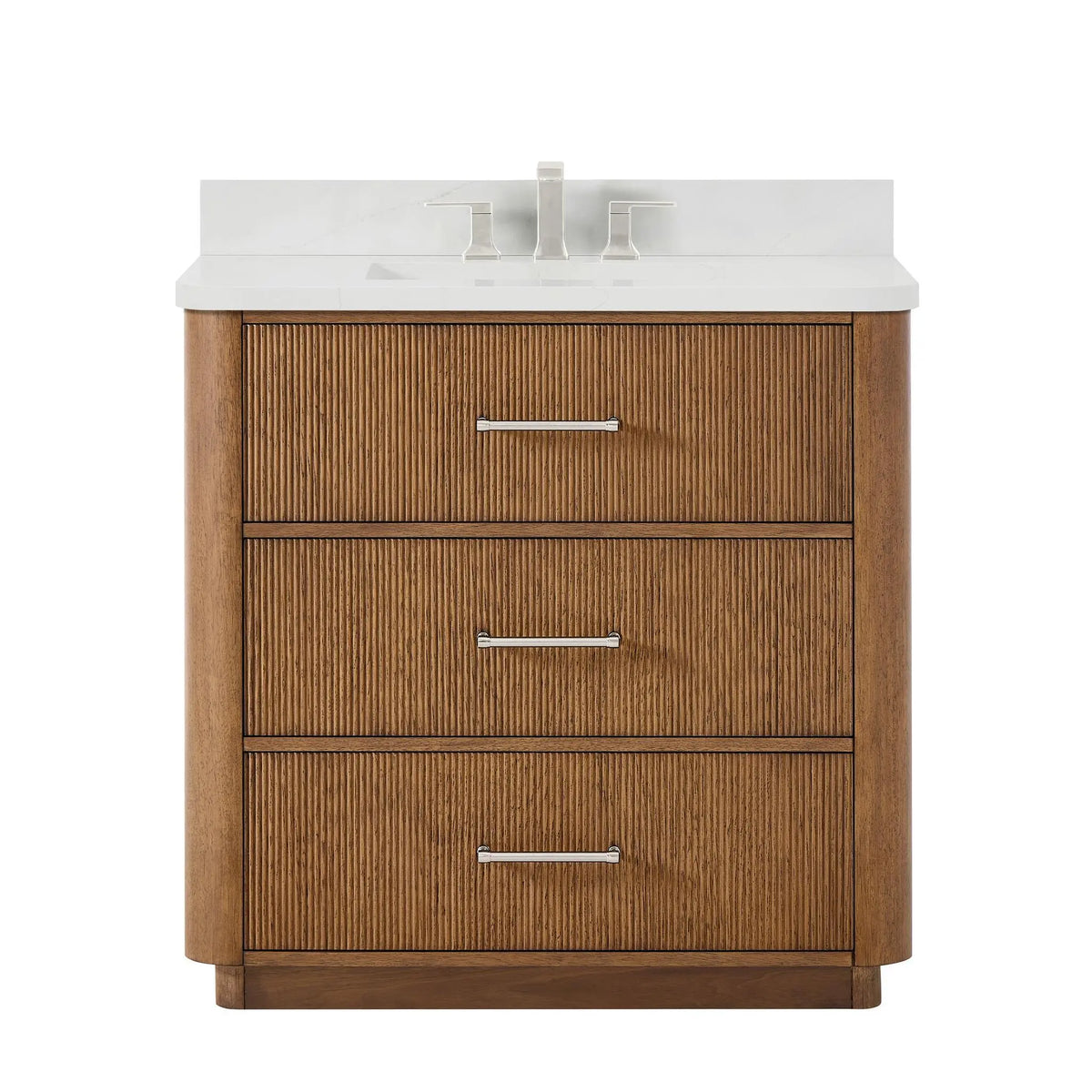 36" Francesca Single Bathroom Vanity Toasted Walnut Brushed Nickel Trim by wyndham View 6