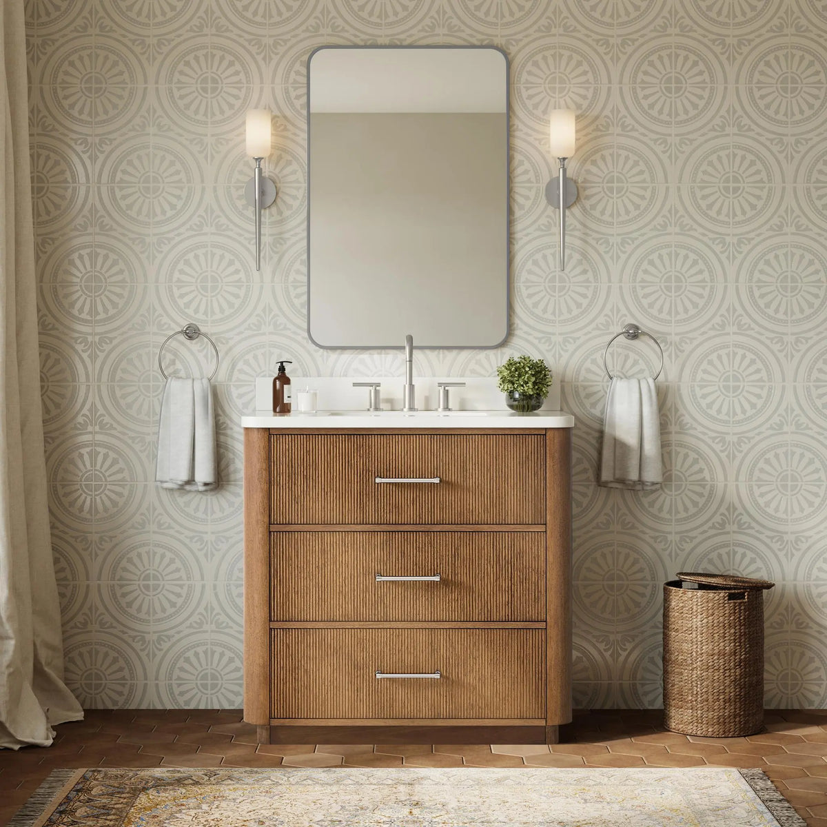 36" Francesca Single Bathroom Vanity Toasted Walnut Brushed Nickel Trim by wyndham View 19