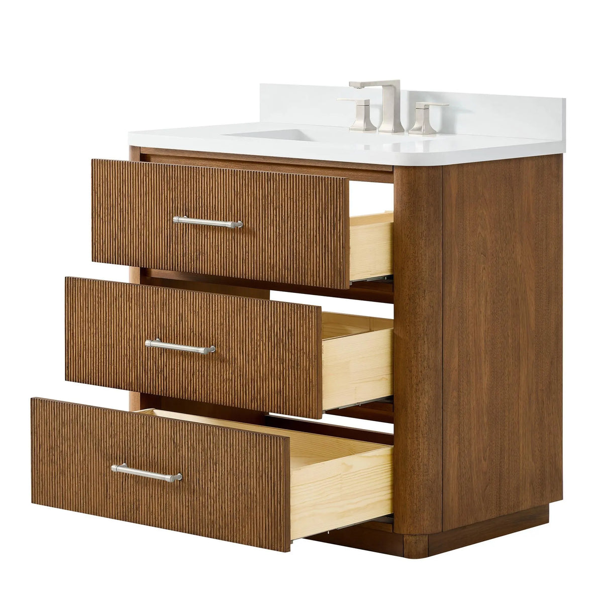36" Francesca Single Bathroom Vanity Toasted Walnut Brushed Nickel Trim by wyndham View 18