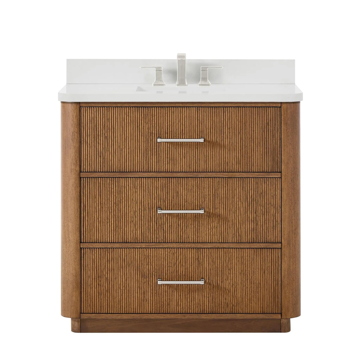 36" Francesca Single Bathroom Vanity Toasted Walnut Brushed Nickel Trim by wyndham View 16