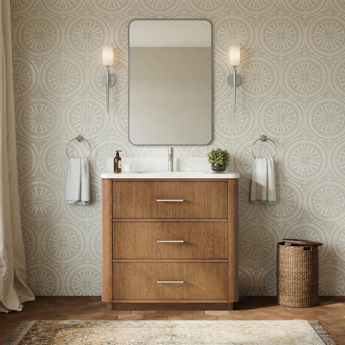 36" Francesca Single Bathroom Vanity Toasted Walnut Brushed Nickel Trim by wyndham View 4
