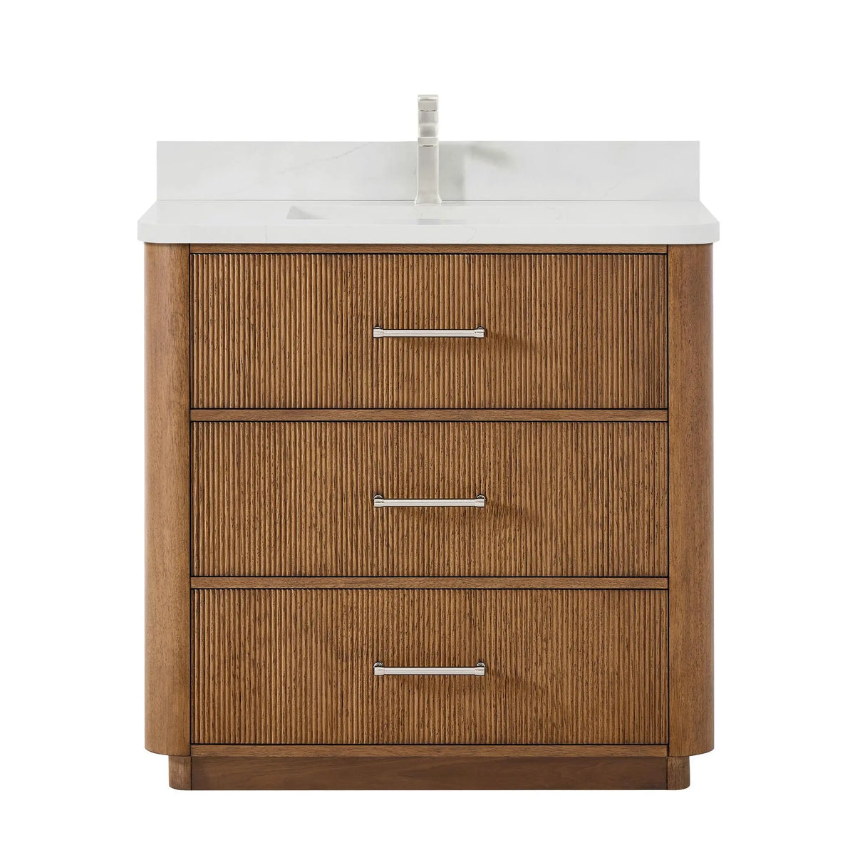 36" Francesca Single Bathroom Vanity Toasted Walnut Brushed Nickel Trim by wyndham View 1