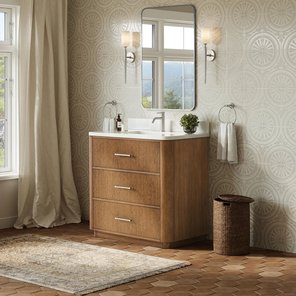 36" Francesca Single Bathroom Vanity Toasted Walnut Brushed Nickel Trim by wyndham View 2