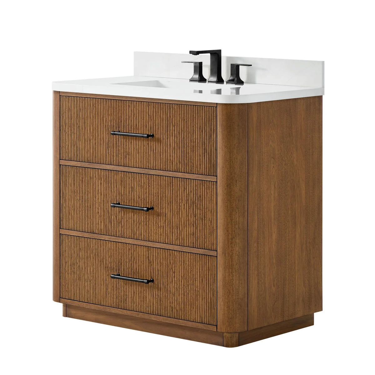 36" Francesca Single Bathroom Vanity Toasted Walnut Matte Black Trim by wyndham View 10