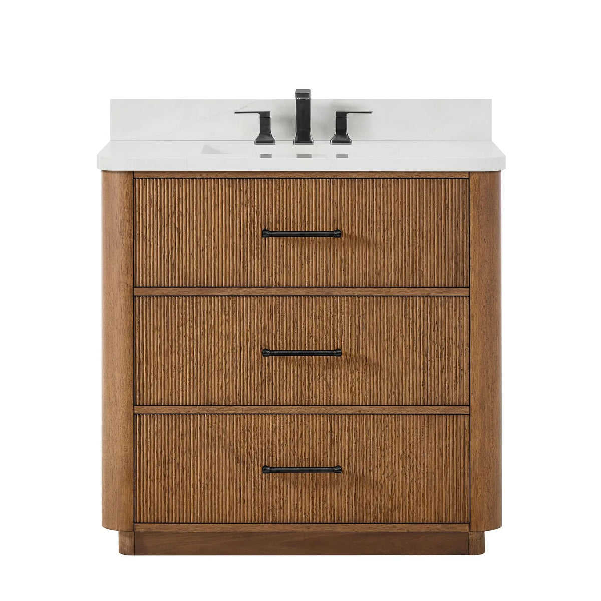 36" Francesca Single Bathroom Vanity Toasted Walnut Matte Black Trim by wyndham View 6