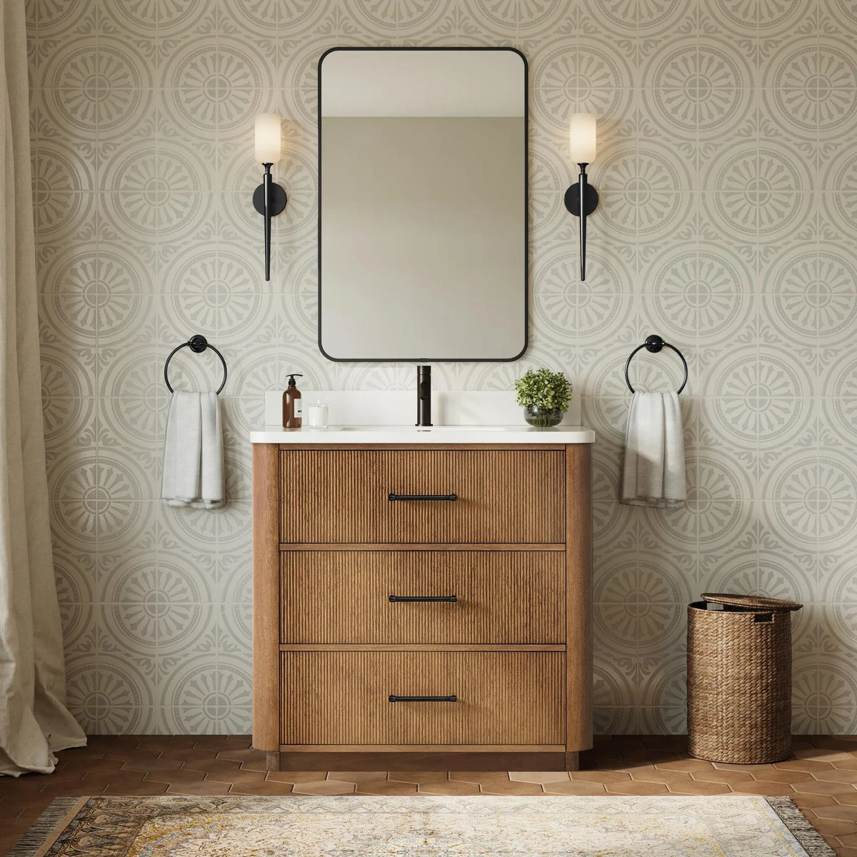 36" Francesca Single Bathroom Vanity Toasted Walnut Matte Black Trim by wyndham View 14