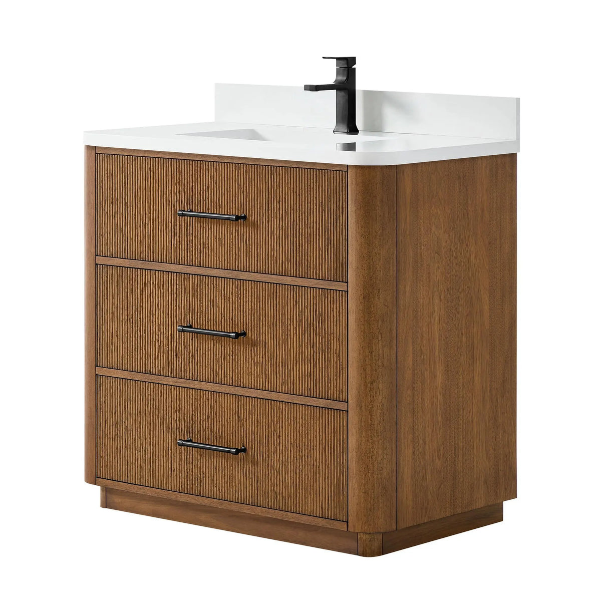 36" Francesca Single Bathroom Vanity Toasted Walnut Matte Black Trim by wyndham View 15