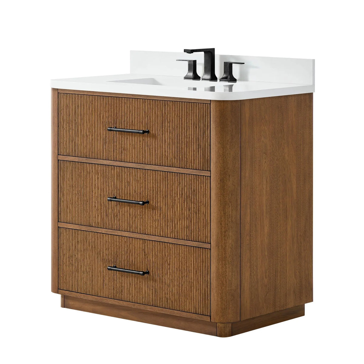 36" Francesca Single Bathroom Vanity Toasted Walnut Matte Black Trim by wyndham View 20