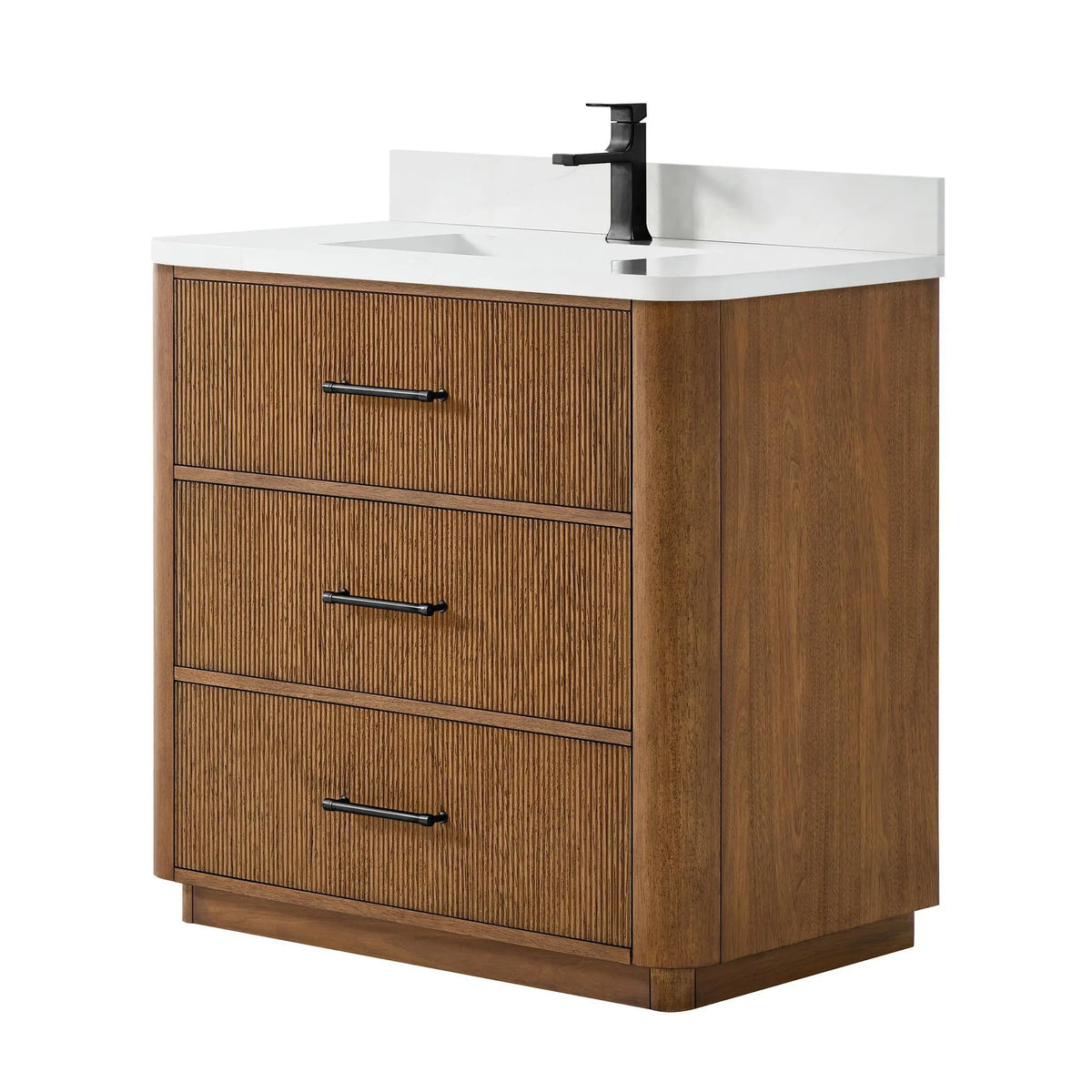 36" Francesca Single Bathroom Vanity Toasted Walnut Matte Black Trim by wyndham View 5