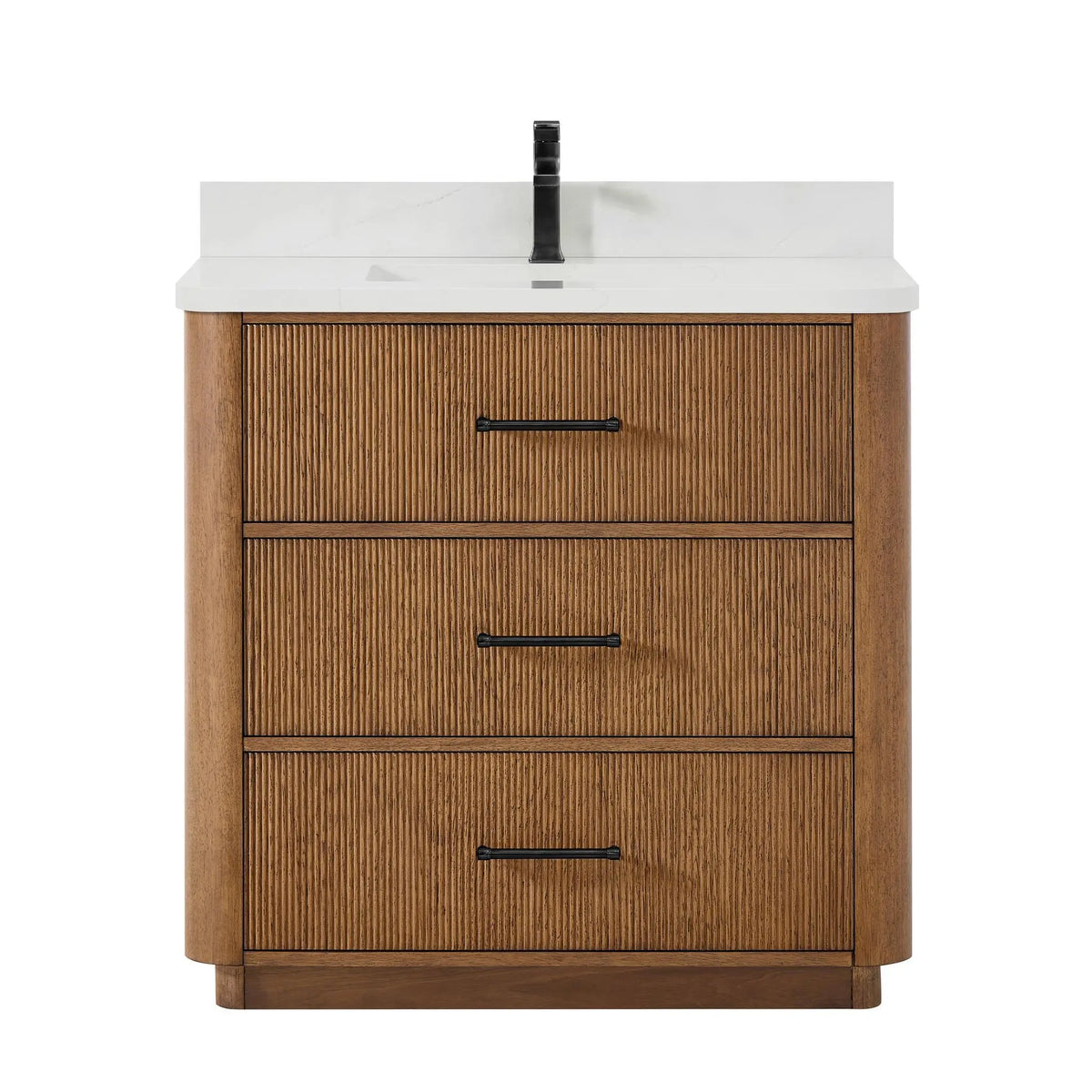 36" Francesca Single Bathroom Vanity Toasted Walnut Matte Black Trim by wyndham View 1