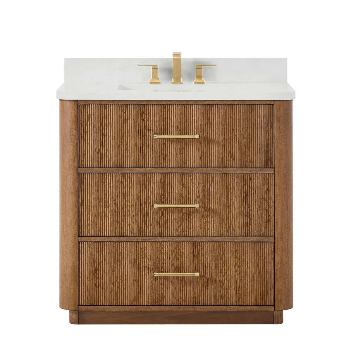 36" Francesca Single Bathroom Vanity Toasted Walnut Satin Bronze Trim by wyndham View 6