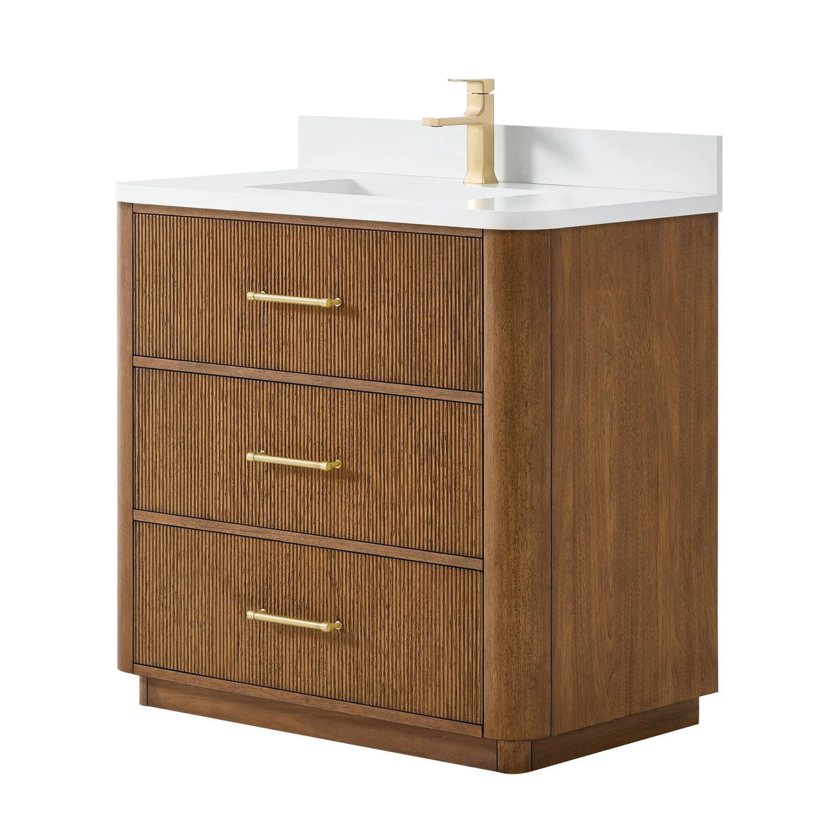 36" Francesca Single Bathroom Vanity Toasted Walnut Satin Bronze Trim by wyndham View 15