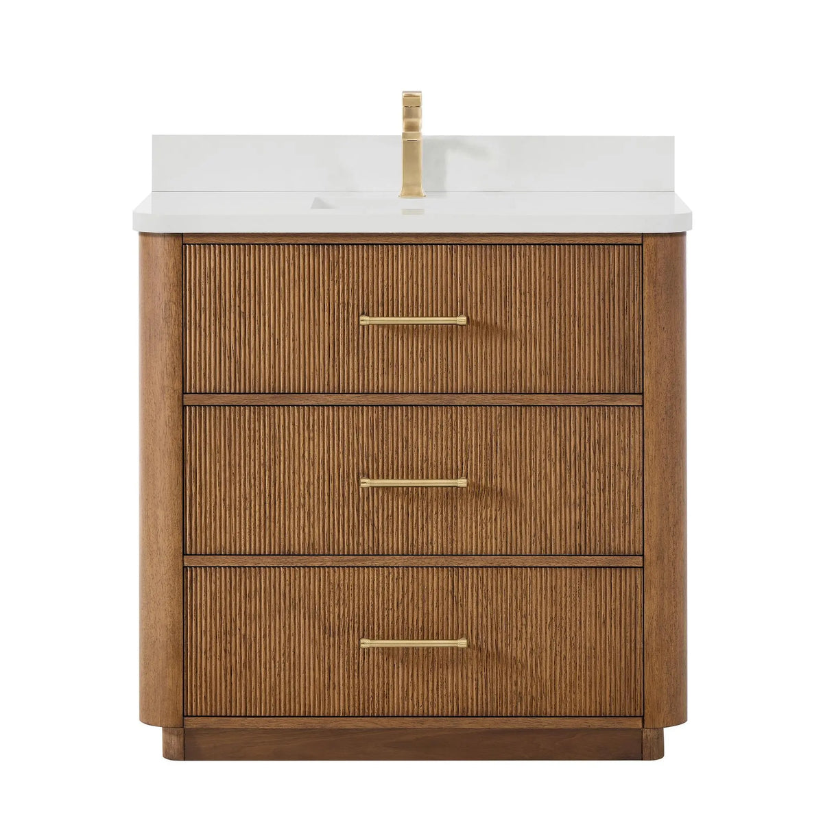 36" Francesca Single Bathroom Vanity Toasted Walnut Satin Bronze Trim by wyndham View 11