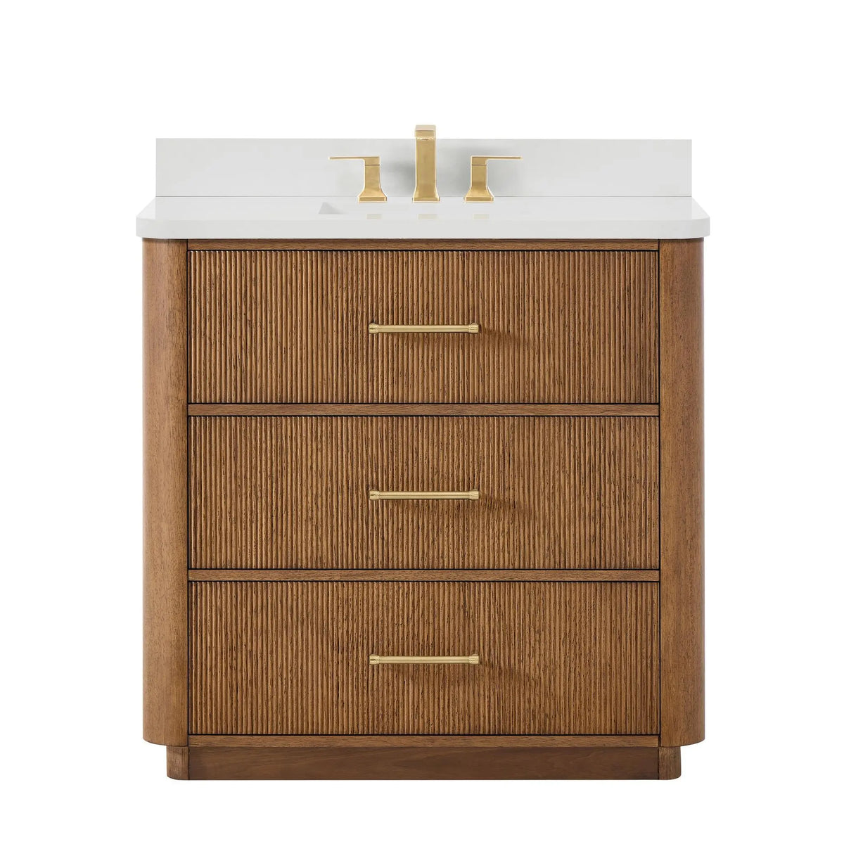 36" Francesca Single Bathroom Vanity Toasted Walnut Satin Bronze Trim by wyndham View 16