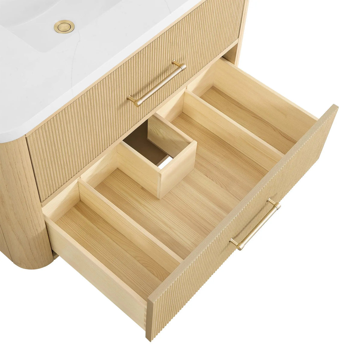 48" Francesca Single Wall Mounted Bathroom Vanity Scandinavian Oak Satin Bronze Trim by wyndham View 25