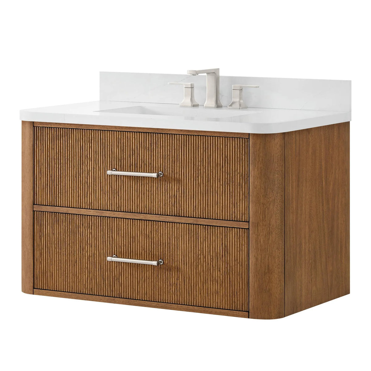 36" Francesca Single Wall Mounted Bathroom Vanity Toasted Walnut Brushed Nickel Trim by wyndham View 10