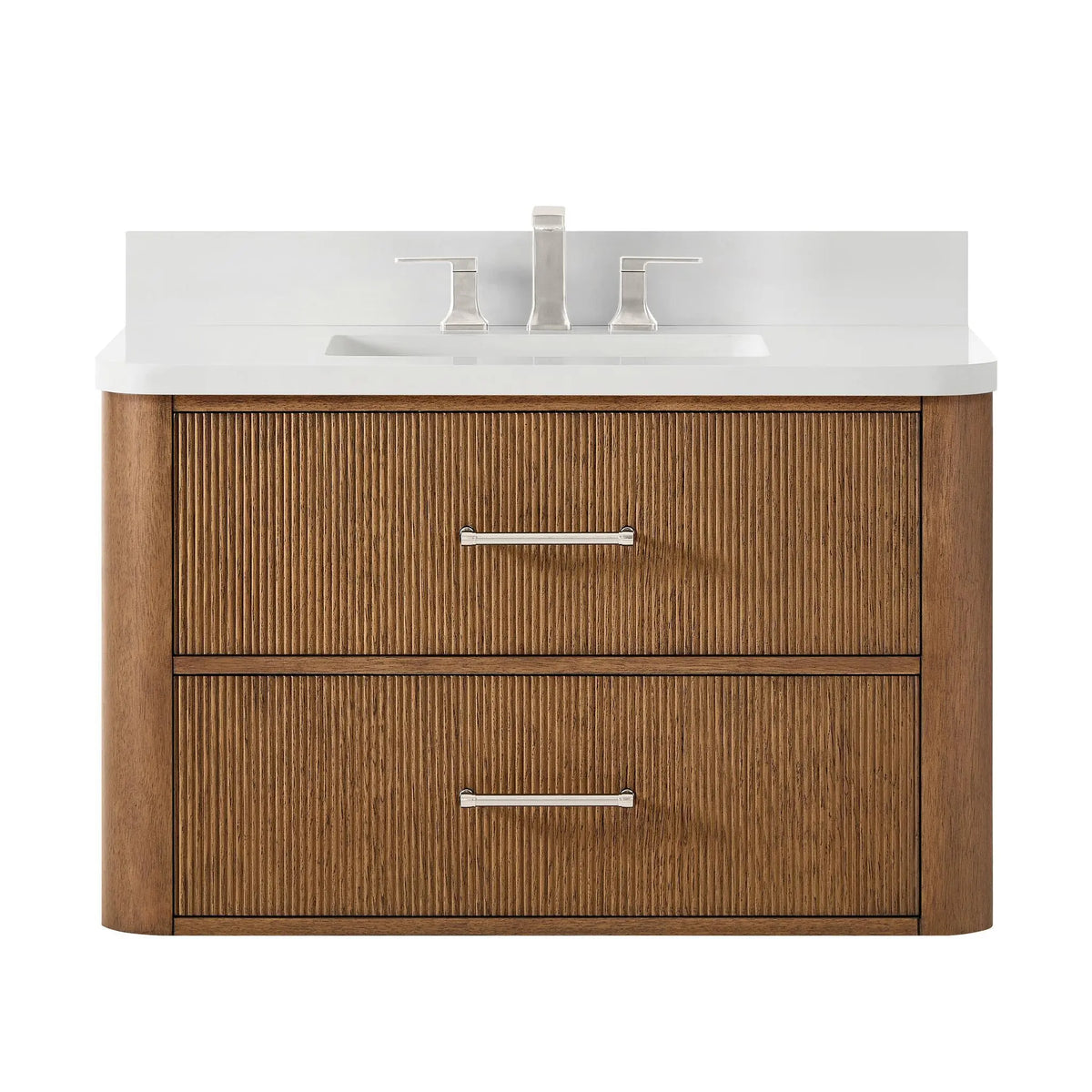 36" Francesca Single Wall Mounted Bathroom Vanity Toasted Walnut Brushed Nickel Trim by wyndham View 16