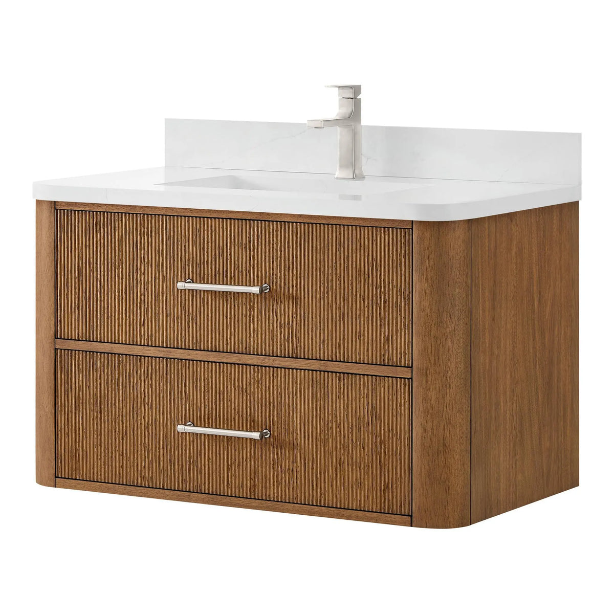 36" Francesca Single Wall Mounted Bathroom Vanity Toasted Walnut Brushed Nickel Trim by wyndham View 5