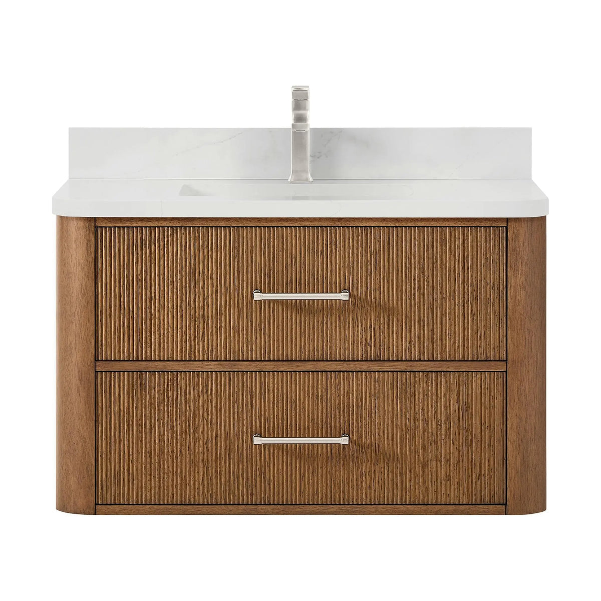 36" Francesca Single Wall Mounted Bathroom Vanity Toasted Walnut Brushed Nickel Trim by wyndham View 1