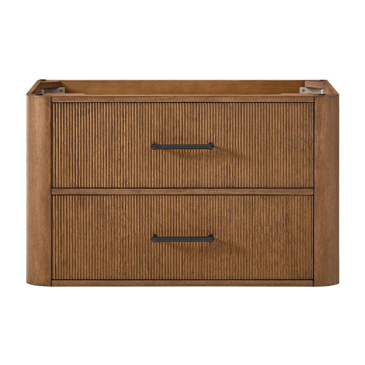 36" Francesca Single Wall Mounted Bathroom Vanity Toasted Walnut Matte Black Trim by wyndham View 21