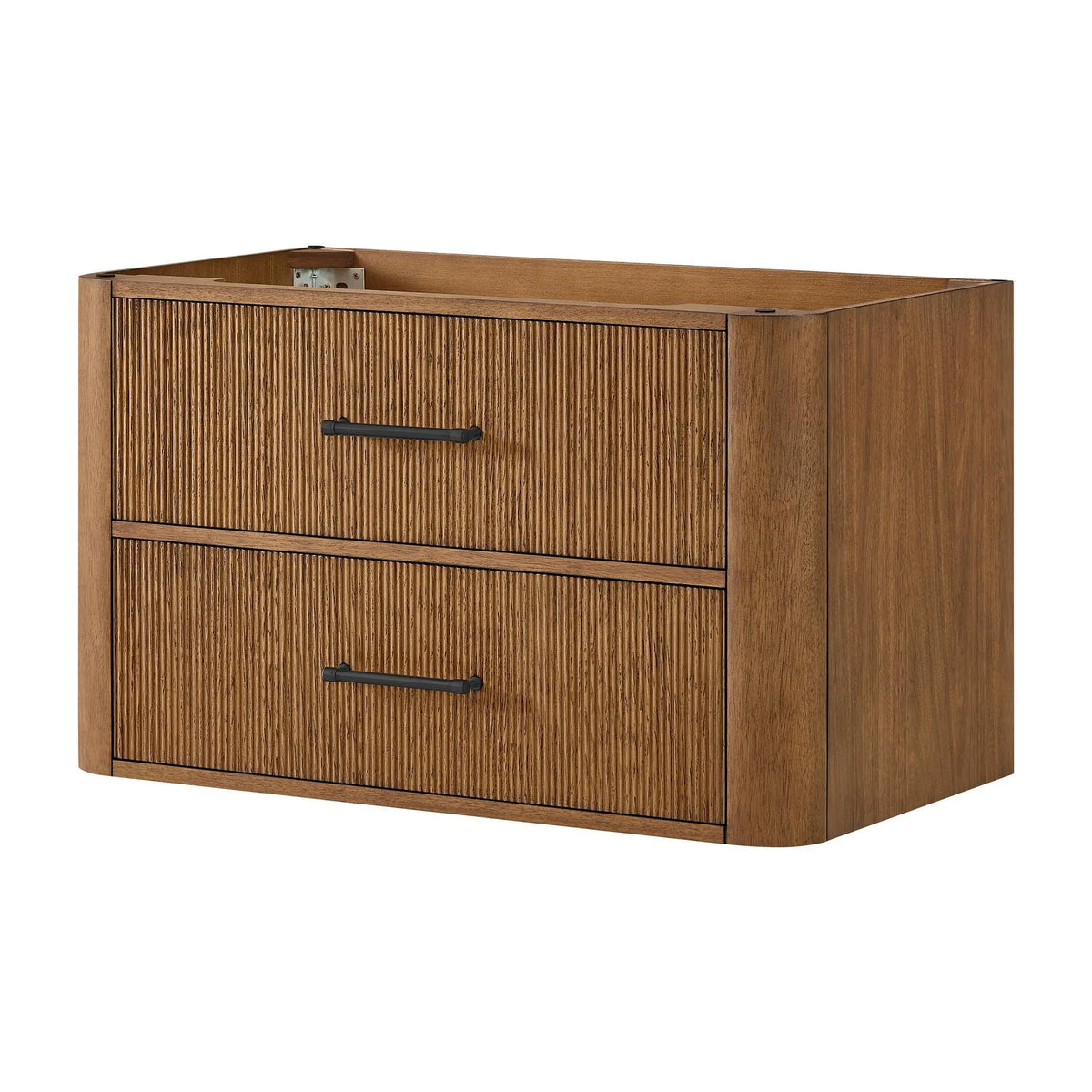 36" Francesca Single Wall Mounted Bathroom Vanity Toasted Walnut Matte Black Trim by wyndham View 24