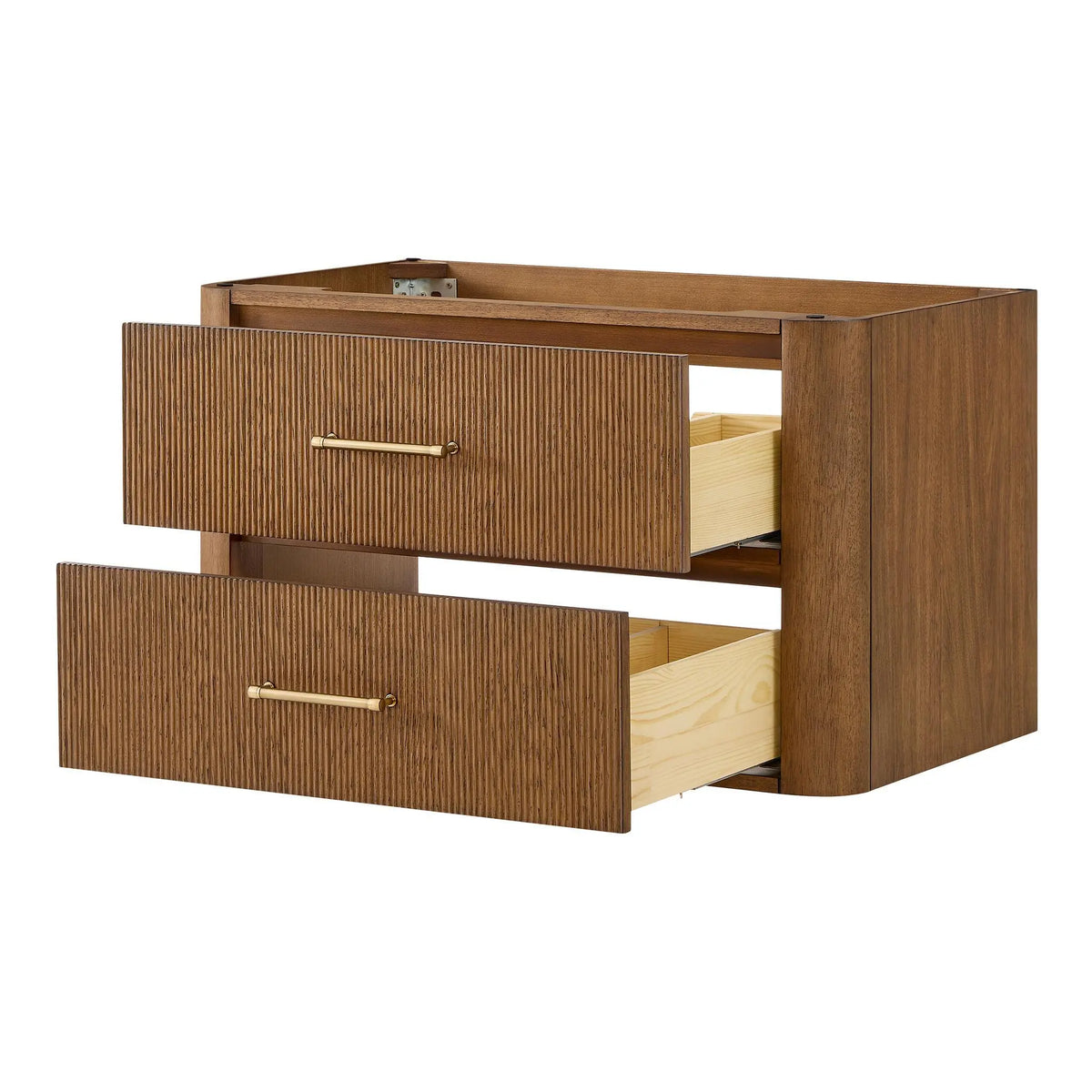 36" Francesca Single Wall Mounted Bathroom Vanity Toasted Walnut Satin Bronze Trim by wyndham View 22