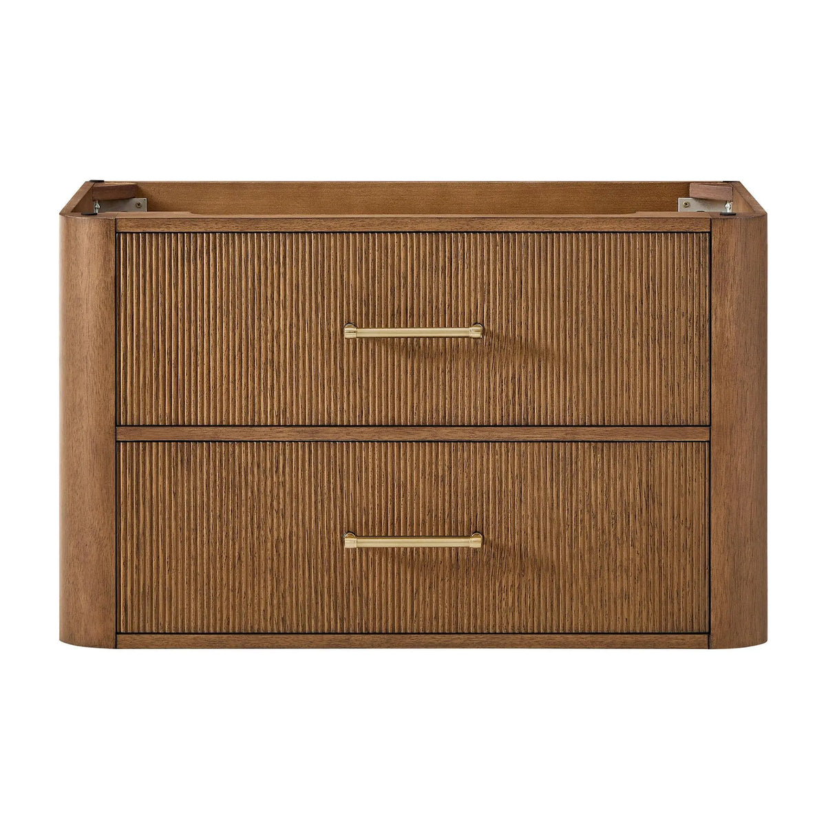 36" Francesca Single Wall Mounted Bathroom Vanity Toasted Walnut Satin Bronze Trim by wyndham View 21