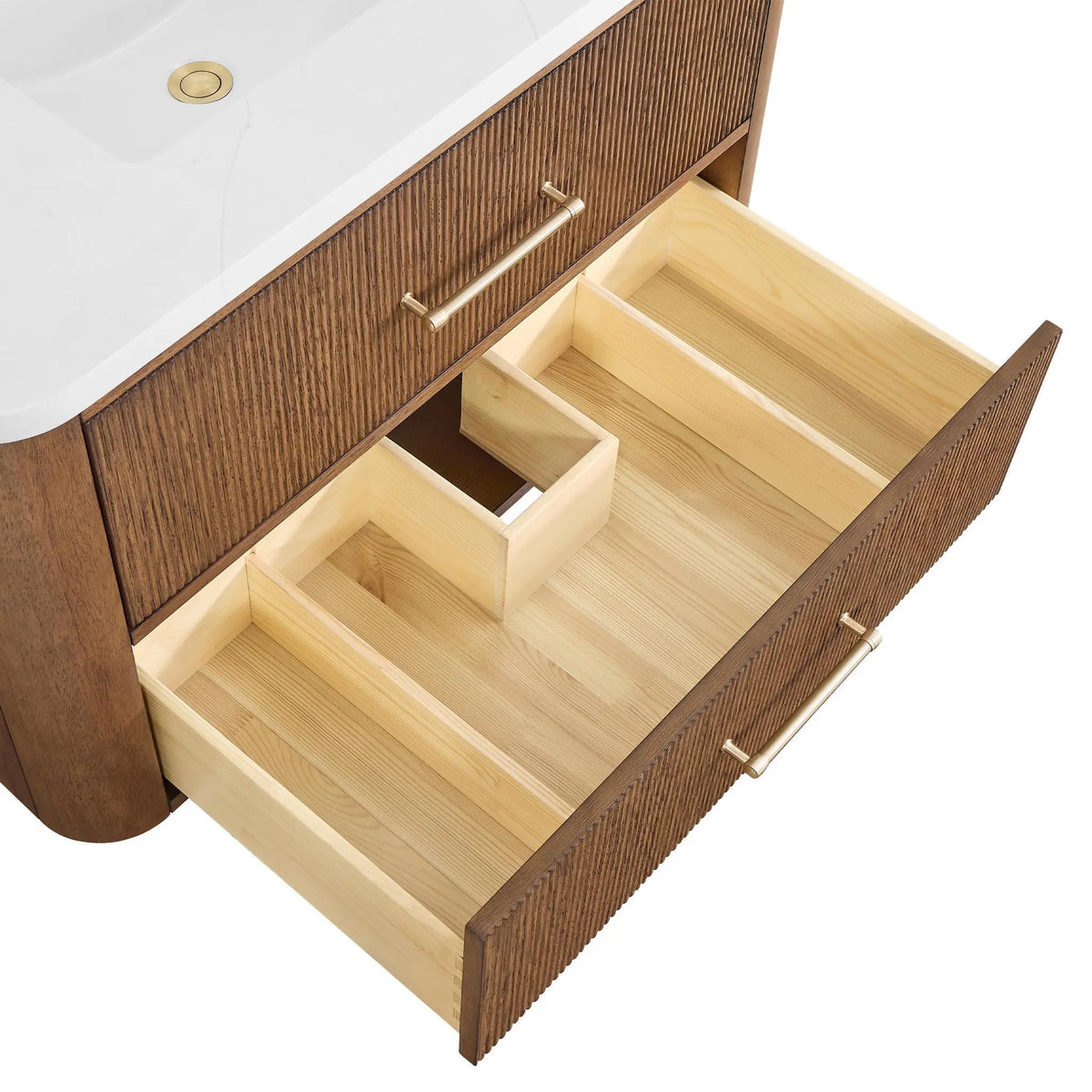 36" Francesca Single Wall Mounted Bathroom Vanity Toasted Walnut Satin Bronze Trim by wyndham View 25